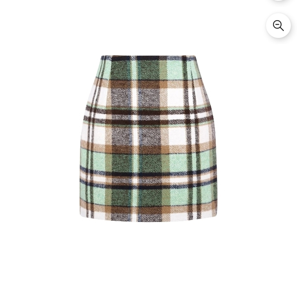 Plaid Mini Skirt in Mint & Brown - Women